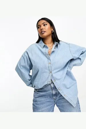 ASOS ASOS DESIGN Curve minimal denim shirt in lightwash