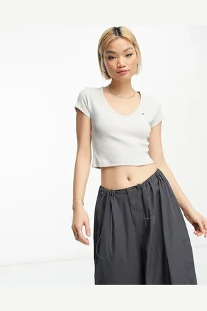 Tommy Hilfiger Baby crop essential logo rib v neck in