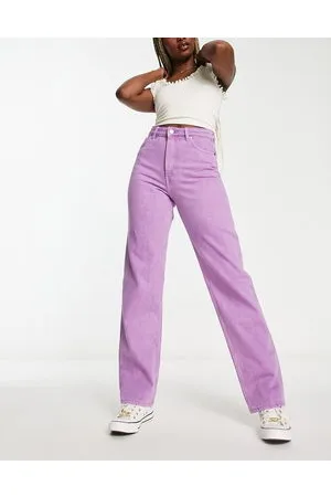 Monki Naoki Loose Fit Low Rise Jeans in Pink
