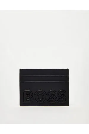 BOSS - Leather trifold wallet with embossed logo and coin pocket