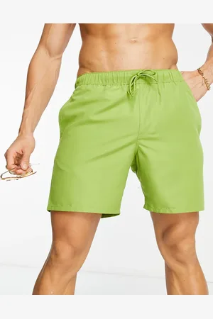 ASOS Swim shorts in mid length in khaki