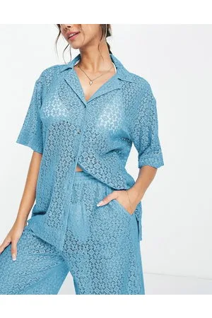 Damson Madder Chloe co-ord shirt in cobalt