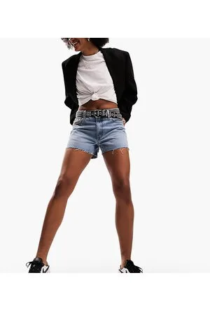 ASOS DESIGN Petite denim high rise 'lift and contour' shorts in black