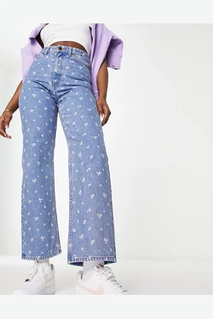 Monki Zami high waist straight leg jeans in floral