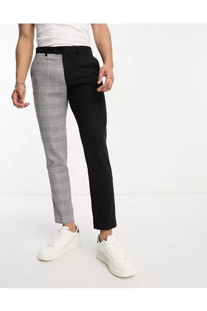 Topman Super Skinny Checked Trousers In Stone And NavyNeutral for Men