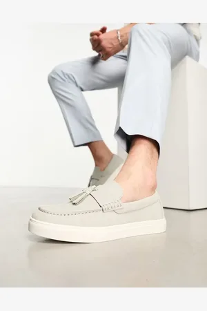 ASOS Tassel loafers in faux suede with white sole