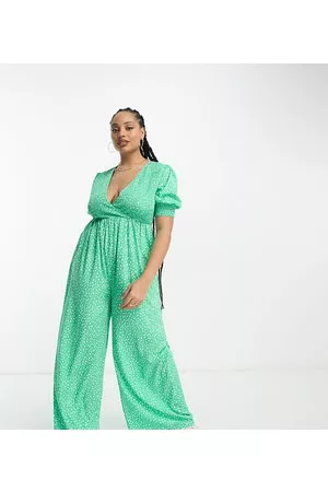 Wednesday's Girl Women Jumpsuits - Shirred bust relaxed jumpsuit in smudge spot