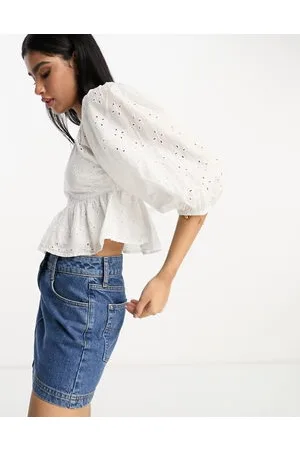 MANGO Puff sleeve crop top in