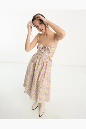 Emory Park Chintzy floral back detail cotton midaxi dress in
