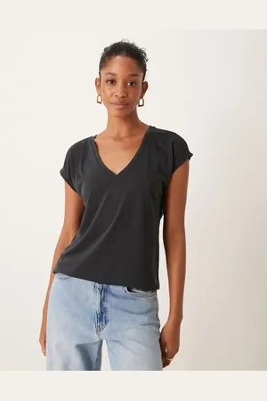 VILA Slinky v neck t-shirt in