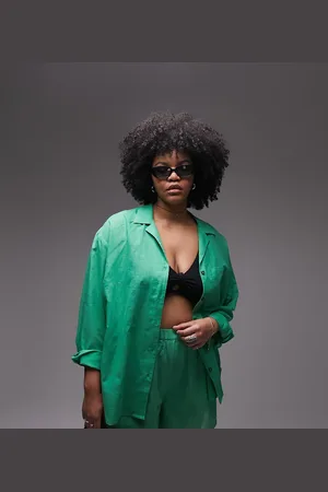 Topshop Curve linen look resort set in