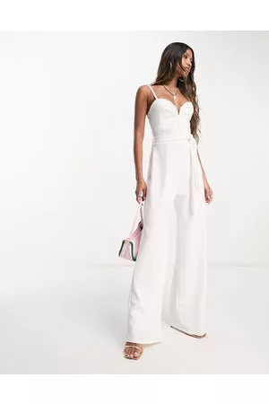 Ax Paris Plunge v neck wide leg jumpsuit in