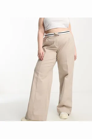 ASOS ASOS DESIGN Curve oversized wide leg chino trouser in sand
