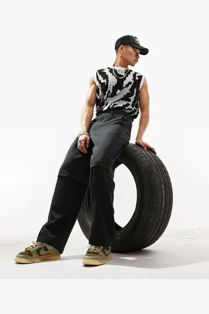 ASOS Smart two layer wide leg trousers in dark charcoal