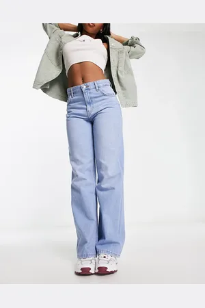 Bershka High waisted wide leg jeans in light