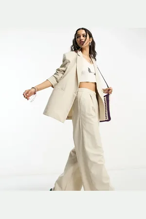 Reclaimed Menzy wide leg trouser in stone
