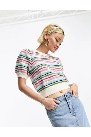 & OTHER STORIES Short sleeve knitted top in multicolour stripe