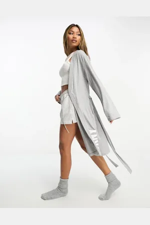 DKNY Cotton jersey super soft logo robe in