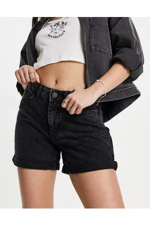 Noisy May High waist denim mom shorts in washed denim