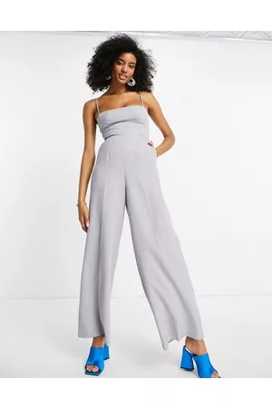 ASOS Tailored melange suiting strappy back wide leg jumpsuit in