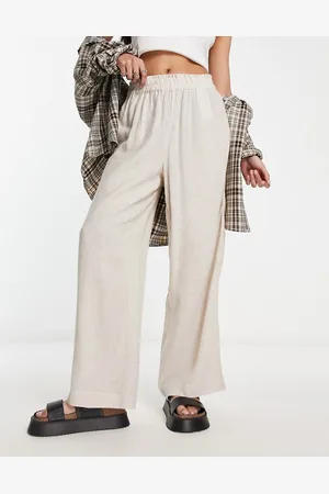ONLY Wide leg linen trousers in stone
