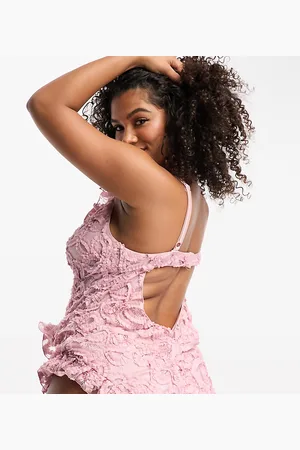 ASOS Curve 3D floral ruffle swimsuit with ruffle detail in