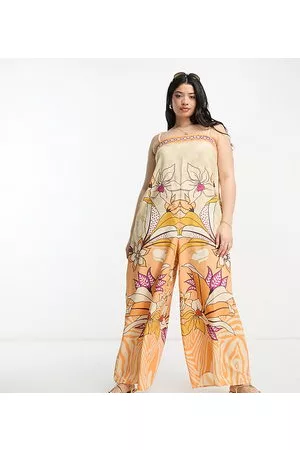 River Island Beach jumpsuit in tropical print