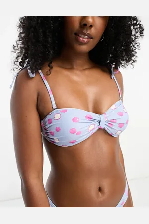 Pieces® Bandeau bikini top in seashell print