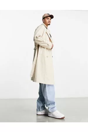 Bershka tailored double breasted coat in ecru