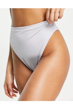 Greca Lilac/White Bikini Bottom - High-Waisted Swim Bottom