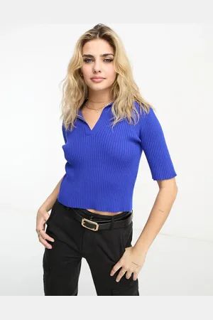 Monki Knitted polo top in bright