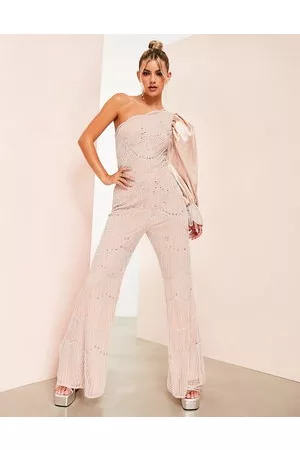 ASOS Women Jumpsuits - Embellished pearl one sleeve jumpsuit in