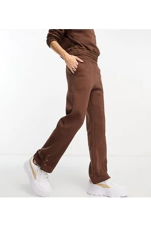 Threadbare Petite Maddy panelled joggers with poppers co-ord in chocolate