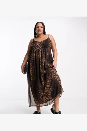 ASOS ASOS DESIGN Curve soft shirred cami midi sundress in animal print