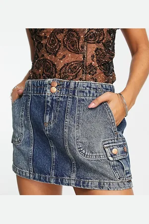 Reclaimed Inspired low rise denim mini skirt in