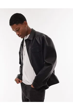 Topman Faux leather western jacket in