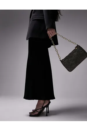Topshop Salone faux croc multi pocket shoulder bag in black