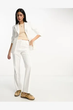 Miss Selfridge Straight leg pin tuck front trouser co-ord in ivory