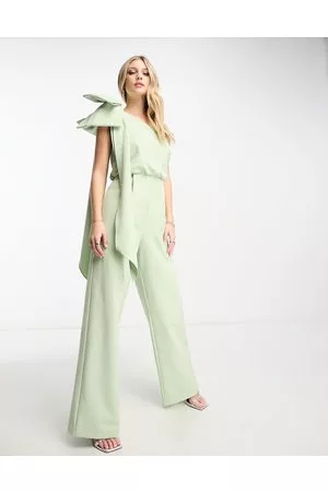 Forever New Women Jumpsuits - One shoulder bow jumpsuit in olive