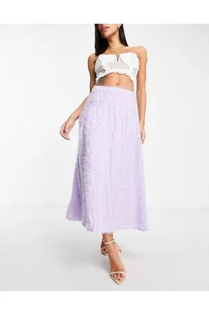 ASOS Fluffy glitter midi skirt in lilac