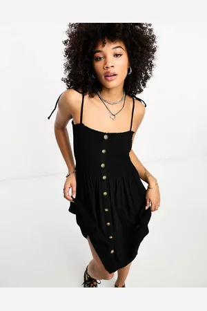 ONLY Shirred detail button down mini dress in