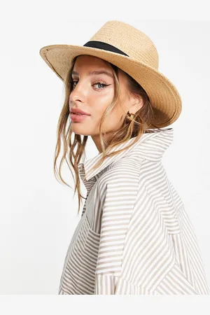 My Accessories London adjustable straw fedora hat with black band