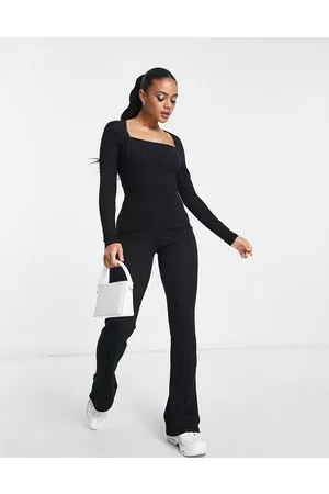 ASOS Women Jumpsuits - Ribbed square neck unitard jumpsuit in