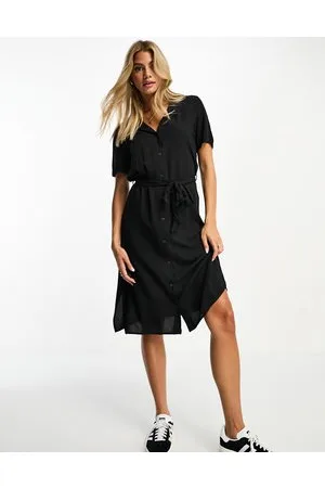 Pieces® Tie waist midi shirt dress in