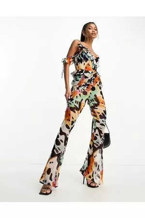 ASOS Women Jumpsuits - Chiffon button front jumpsuit in butterfly print