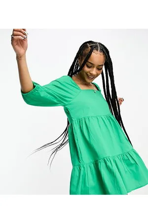 JDY Puff sleeve mini smock dress in bright