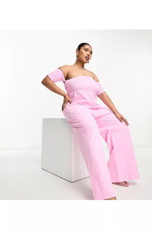 The Frolic Women Off the Shoulder Jumpsuits - Shirred off shoulder wide leg jumpsuit in