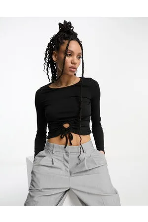 Urban Threads seamless short sleeve sports crop top with zip front in dark  chocolate