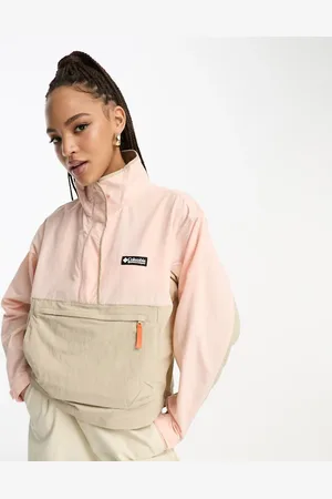 Columbia Deschutes Valley overhead windbreaker in beige and peach
