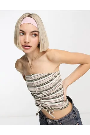 COLLUSION Stripe ruche detail bandeau top in